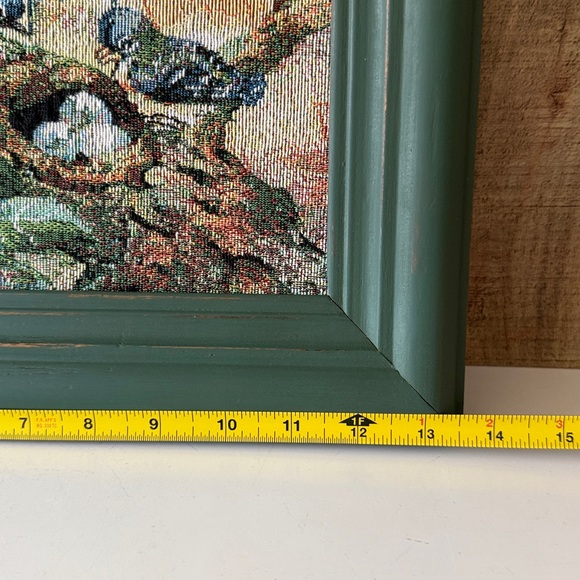 Green Framed Bird Tapestry Embroidery Art - Picture 4 of 7